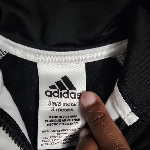 Track Jacket | Adidas | Black and White | Size 3 months - Picture 3 of 5